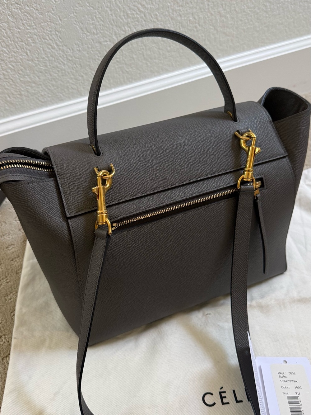 CELINE Mini Belt Bag - Gray Grained Calf Skin - Picture 5 of 8